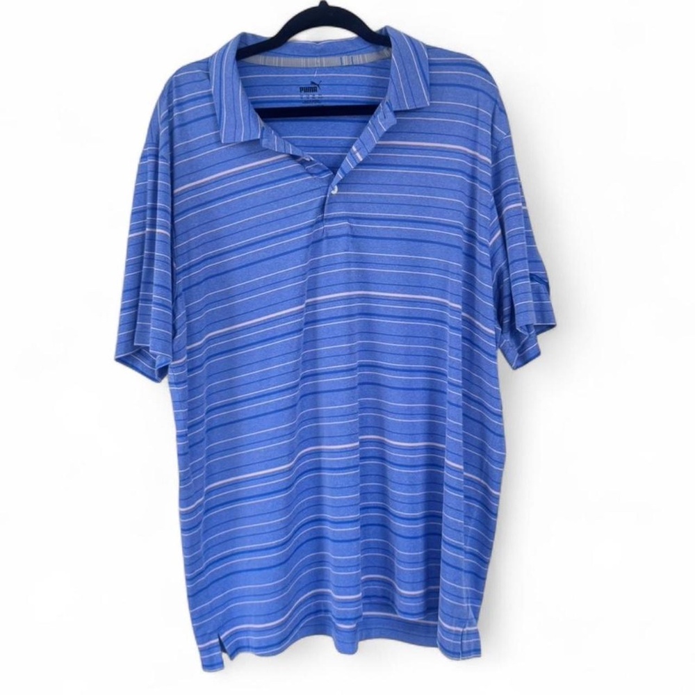 PUMA MENS SZ XL Golf Dri Fit blue striped polo shirt #golf #preppy #summer
